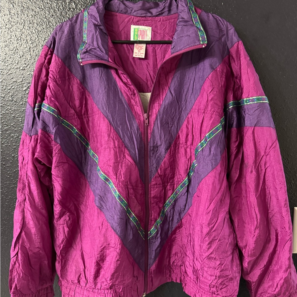 Bold Spirit 90s Vintage Women’s Purple & Plum Windbreaker Jacket